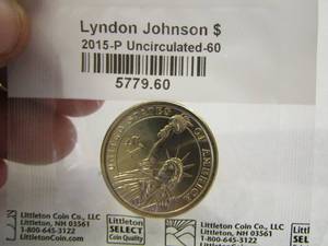 lot 931 image: LUNDON B JOHNSON DOLLAR   2015P  UNC-60