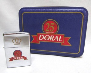 lot 32 image: Doral 25th anniversary Zippo lighter in original tin case