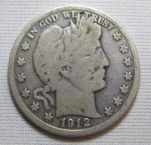 lot 37 image: 1912 Barber half-dollar (90% silver)