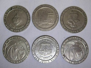 lot 88 image: 6 collectible retro MGM Grand casino tokens