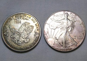 lot 4 image: Walking Liberty and Double Flying Eagle silver coins