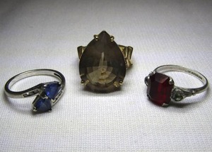 lot 91 image: 10k gold ring and two sterling silver rings