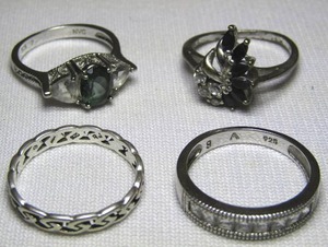 lot 93 image: Four .925 silver rings
