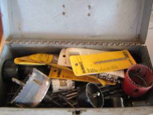 lot 38 image: Small tool box with new DeWalt drill bits and more