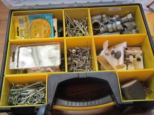 lot 97 image: Yellow and black organizer holds nuts- bolts- screws