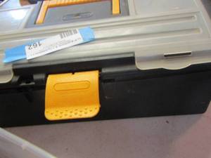lot 162 image: Small tool box- drill bits- plyers
