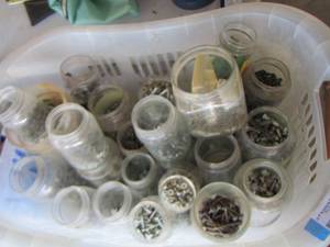 lot 220 image: Laundry basket full screws nails and bolts