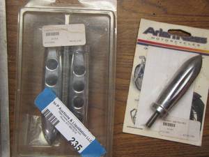 lot 235 image: Torpedo foot pegs- qty 2 NIP original price $99.95, Torpedo peg NIP Original $33.95 both for motorcycle use