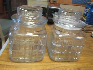 lot 310 image: Glass jars with lids qty 2