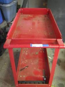 lot 481 image: Red rolling workshop cart 2 tier