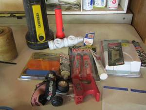 lot 490 image: Reflector kit- JB weld - utility blades- Door chime- flash lights and more