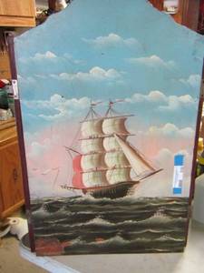 lot 530 image: FIRE PLACE SCREEN  PAINTED W  CUTTER  SHIP
