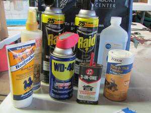 lot 531 image: Yard chemical lot- wasp sprays- 3 in 1 oils- WD 40 plus more