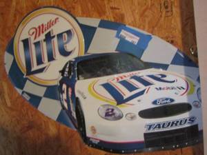 lot 587 image: Miller lite metal wall sign 3021 ( back of pool room door