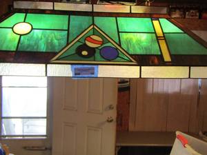 lot 10 image: Stain glass over table pool light works