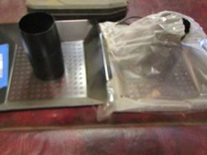 lot 619 image: STAINLESS PERFORATED  TRAYS  X 2  PLUS 2 CUPS
