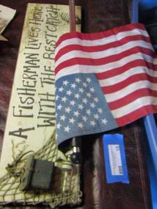 lot 15 image: American flag on pole- fishing wall sign