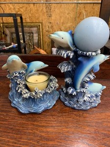 lot 36 image: Dolphin candle holders