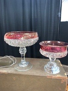 lot 135 image: Vintage Cranberry pedestal dishes