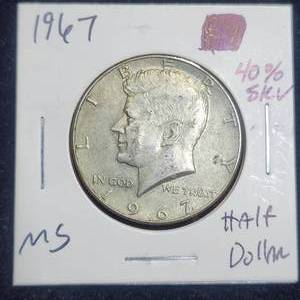 lot 14 image: 40 Percent Silver 1967 Kennedy Half Dollar