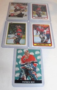 lot 219 image: NHL Patrick Roy Trading Card Lot of 5