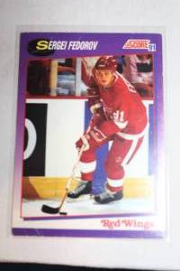 lot 229 image: 1991 Score American NHL #250 Sergei Fedorov Trading Card