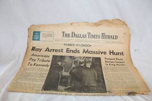 lot 257 image: June 9th, 1968 The Dallas Times Herald Newspaper