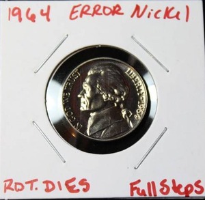 lot 22 image: ERROR 1964 Jefferson Nickel Full Steps