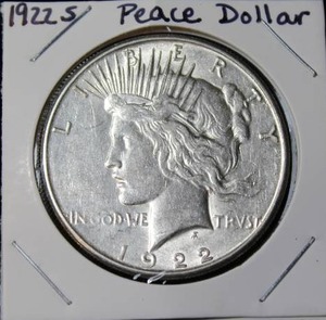 lot 24 image: 90 Percent Silver 1922 S Peace Dollar