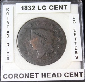 lot 83 image: ERROR 1832 Large Cent Large Letters