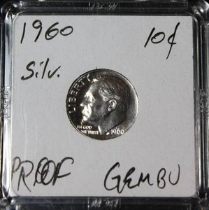 lot 89 image: Silver 1960 Roosevelt Dime Proof