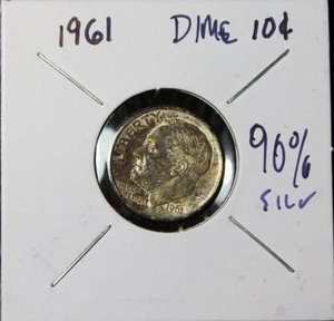 lot 97 image: 90 Percent Silver 1961 Roosevelt Dime