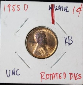 lot 104 image: ERROR 1955 D Wheat Cent