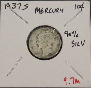 lot 125 image: 90 Percent Silver 1937 S Mercury Dime