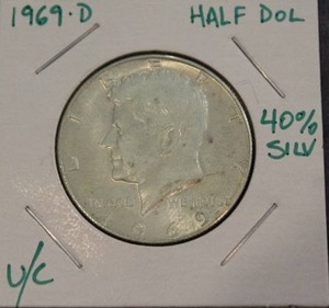 lot 126 image: 40 Percent Silver 1969 D Kennedy Half Dollar