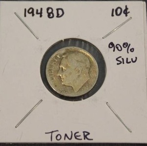 lot 132 image: 90 Percent Silver 1948 D Roosevelt Dime