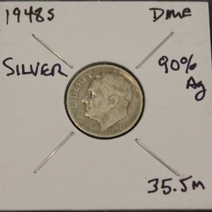 lot 133 image: 90 Percent Silver 1948 S Roosevelt Dime