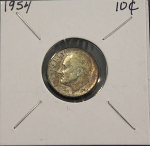 lot 158 image: 90 Percent Silver 1954 Roosevelt Dime