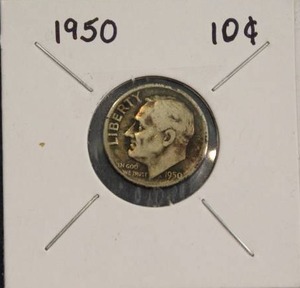 lot 294 image: 90 Percent Silver 1950 Roosevelt Dime