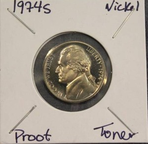 lot 302 image: 1974 S Jefferson Nickel Proof