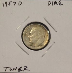 lot 316 image: 90 Percent Silver 1957 D Roosevelt Dime