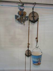 lot 723 image: anchor wall art - 3 light house pails