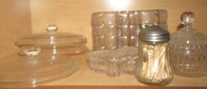 lot 741 image: toothpick holder- covered dish- ice block glasses