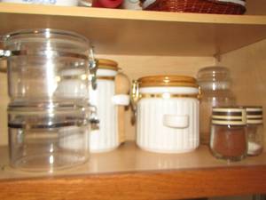 lot 744 image: SALT & PEPPER Shakers- various canisters qty 5