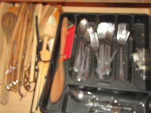 lot 759 image: silverware - wooden cooking utensils