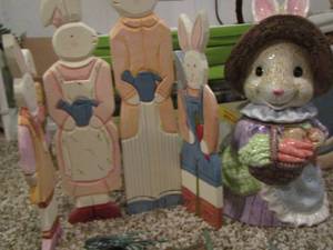 lot 829 image: rabbit cookie jar - wooden rabbit art