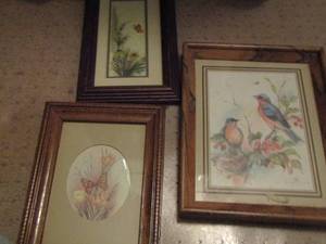 lot 857 image: butterfly and bird wall art qty 3 pieces