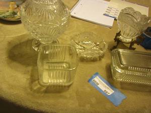 lot 887 image: crystal dish with lid- covered butter dish