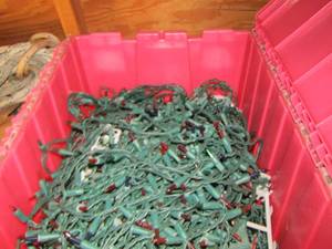 lot 943 image: red crate full of Christmas strand lights