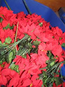 lot 945 image: blue tote of poinsettias